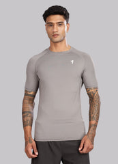 Grey Half Sleeve Compression T Shirt for Men