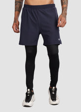 2 in 1 Shorts with Full Compression for Men - Navy Blue