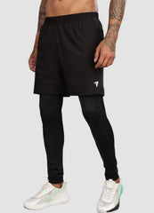 2 in 1 Shorts with Full Compression for Men