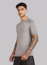 Grey Half Sleeve Compression T Shirt for Men