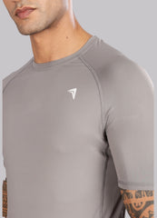 Grey Half Sleeve Compression T Shirt for Men