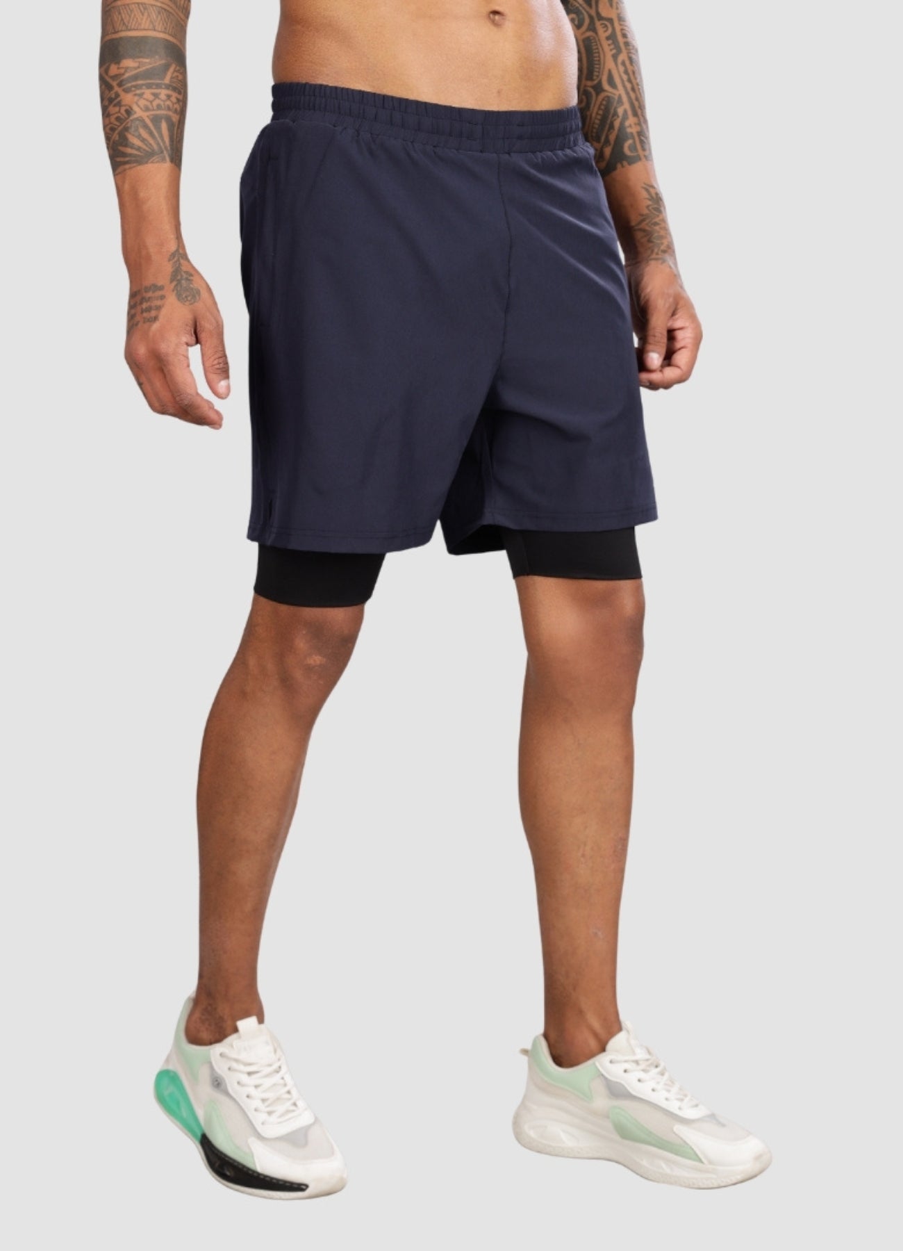 Athlika 2-In-1 Performance Running Shorts Navy Blue