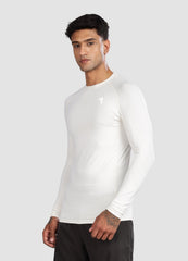 White Full Sleeve Compression T Shirt for Men