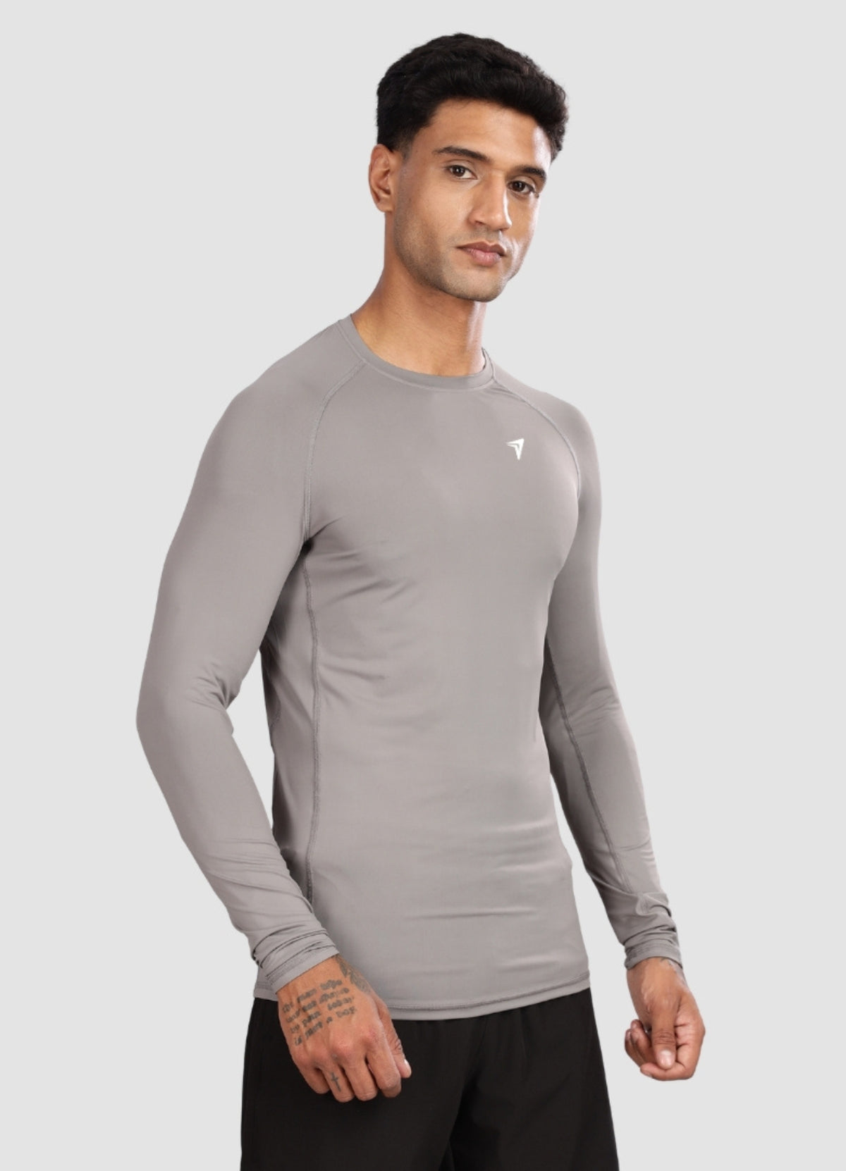 Grey Full Sleeve Compression T Shirt for Men