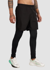 2 in 1 Shorts with Full Compression for Men