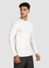 White Full Sleeve Compression T Shirt for Men